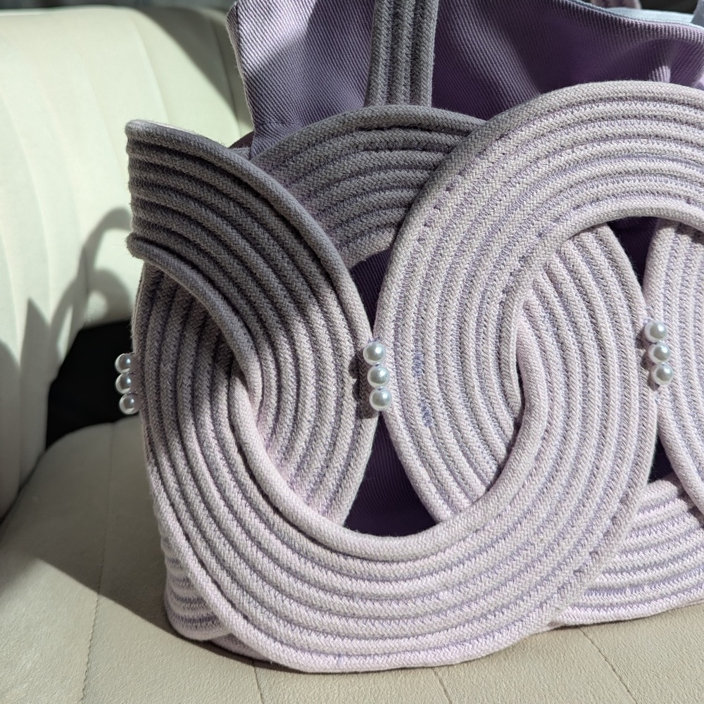 New Purple Handmade Rope Bag, Rope Shoulder Bag, Stylish Purse, Cotton Bag, Sust - Picture 4 of 8